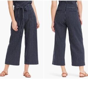 J. Crew Point Sur Paperbag Pants In Navy Blue‎ White Stripe Size 16